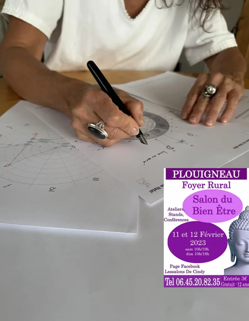 Laurence Binard, astrologue a participé au salon du bien-être de Plouigneau, les 11 et 12 février 2023
